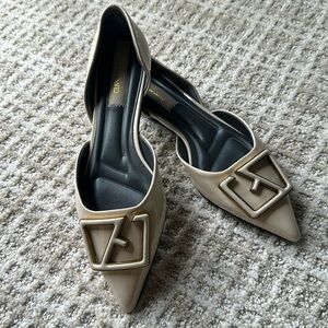 Franco Sarto Cream Faux Patent Flat